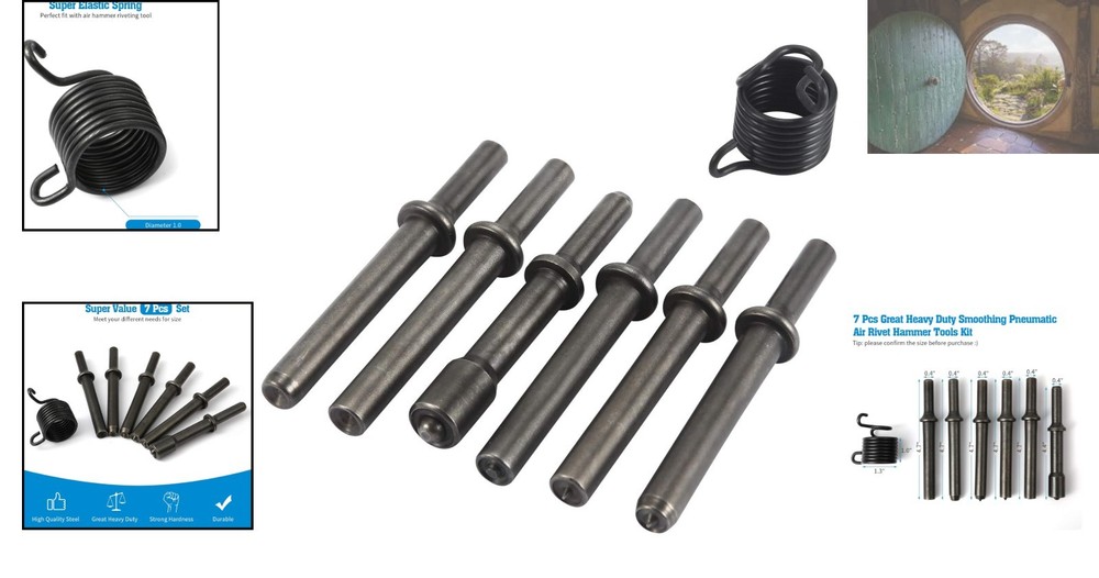 Efficient 7 Pcs Pneumatic Rivet Hammer Tool Kit - Versatile Metal Drilling