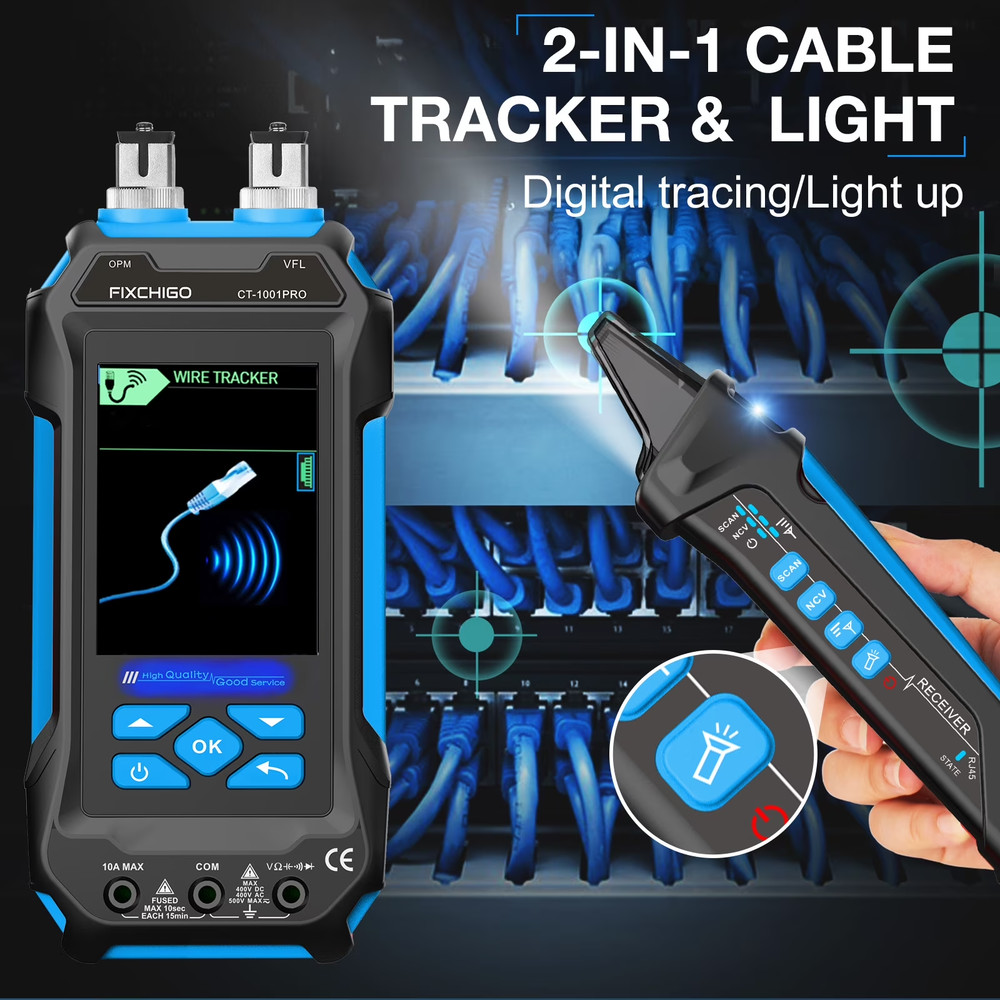 FIXCHIGO Multifunctional Network Cable Tester with Multimeter, PoE, VFL