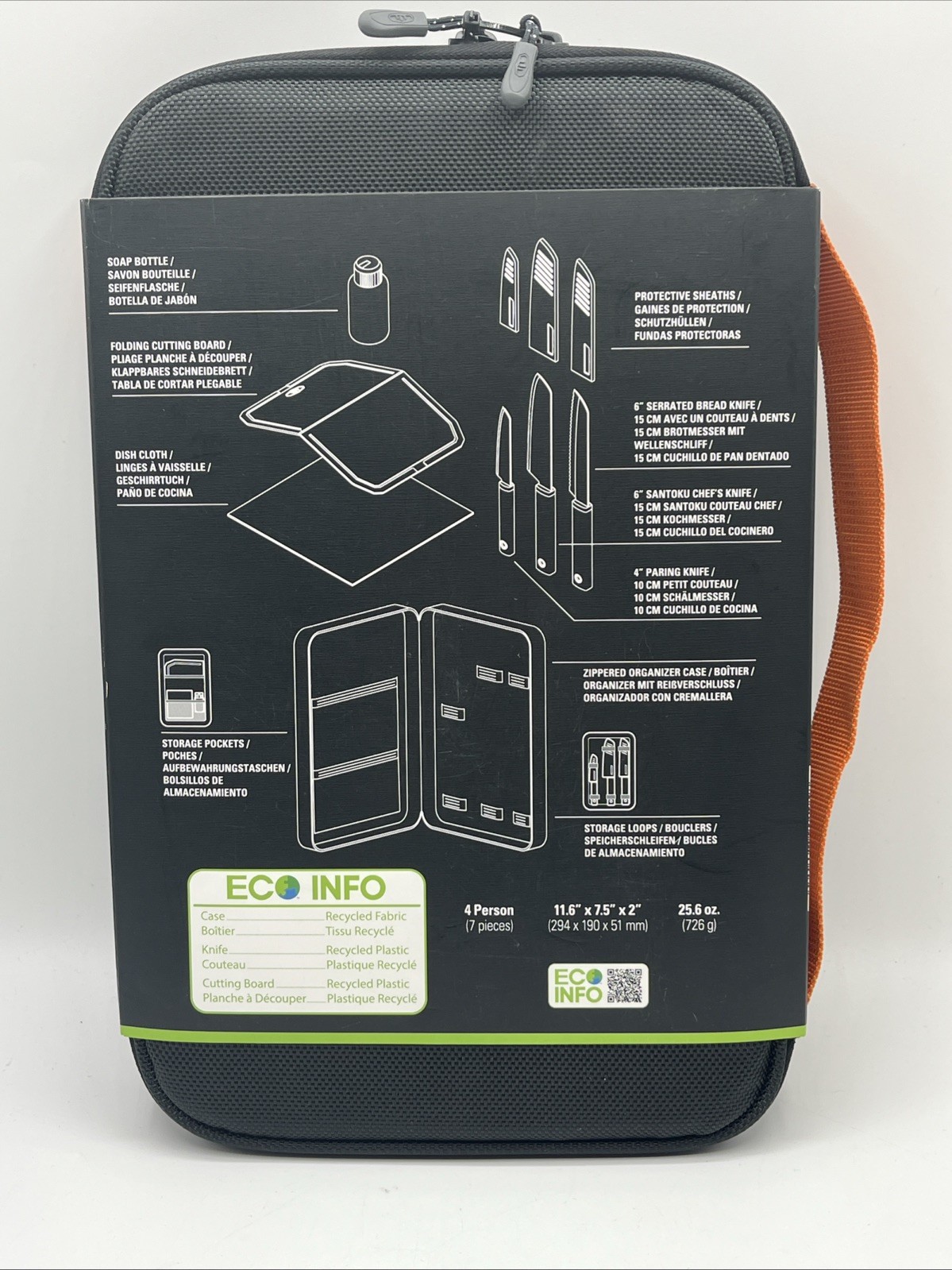 GSI Santoku Knife Set Camping Camp Kitchen 7 Pieces 4 Person Cutting Board NEW