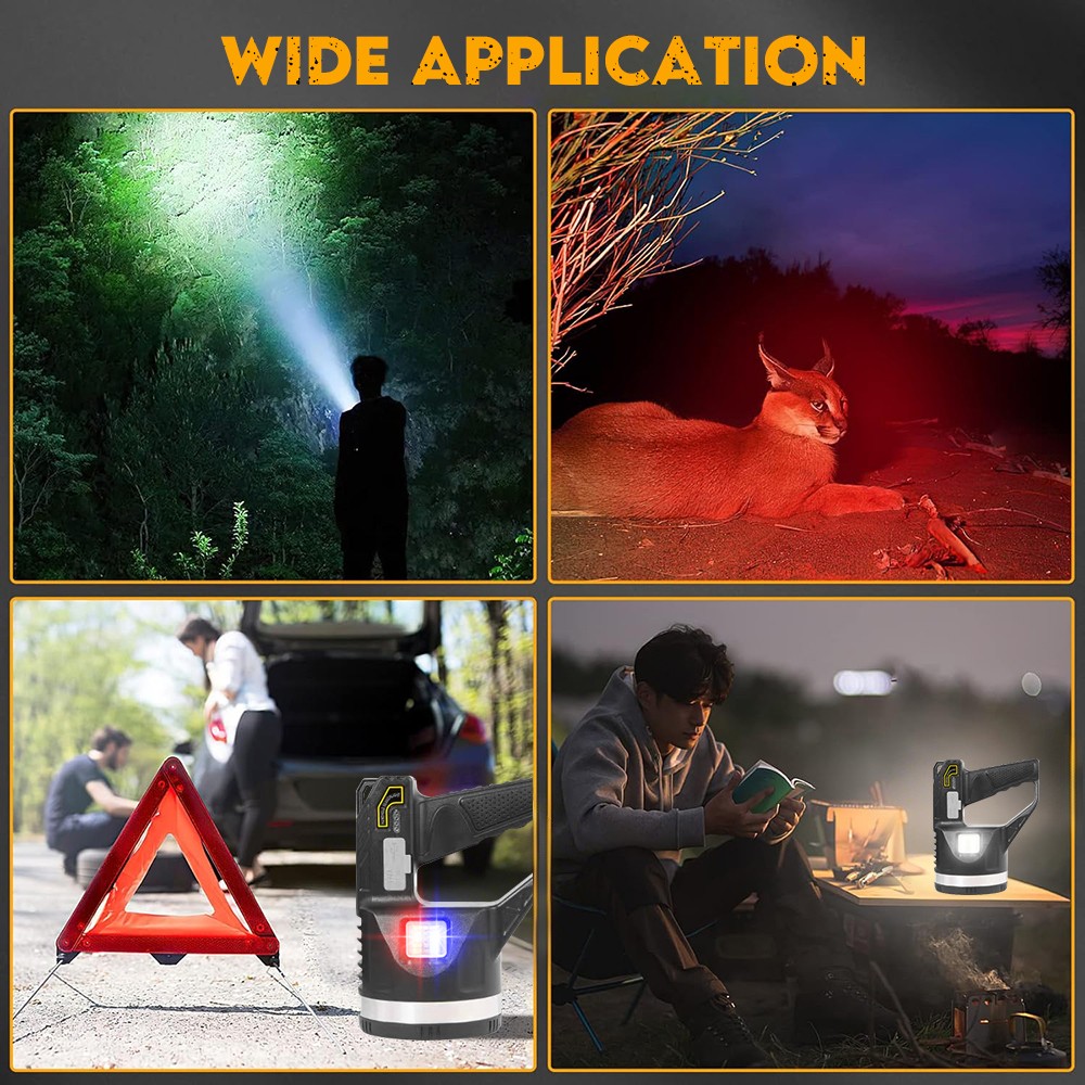 10000000 LED Flashlight Powerful Torch USB Rechargeable Spotlight Searchlight