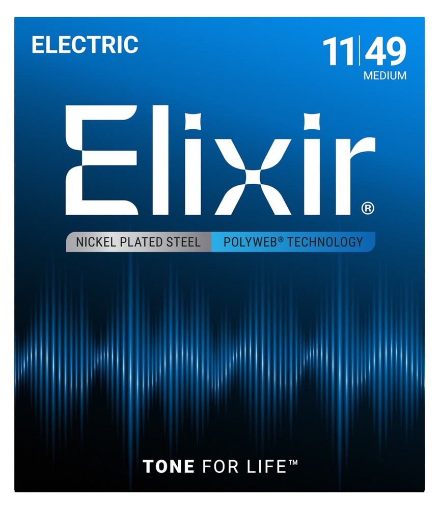 Elixir 12100 Polyweb Coating NPS Electric Guitar Strings, Medium (11-49)