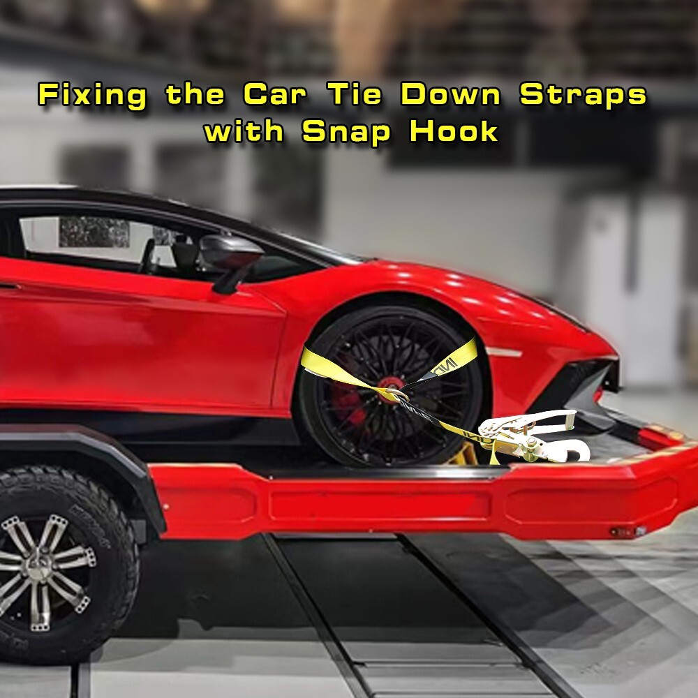 4 Packs Axle Straps with Snap Hook Car Trailer Hauler Ratchet Tie Down Strap