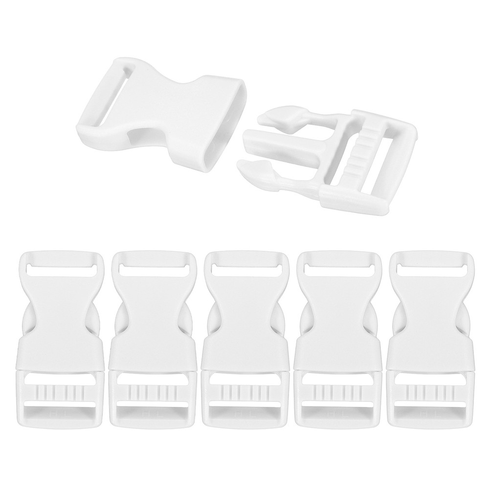 6 Pack Quick Side Release Buckle, 1" Plastic Buckle Clip, White
