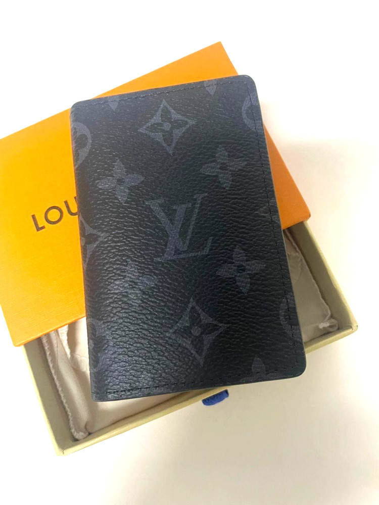LV Louis Vuitton Pocket Organizer Monogram Eclipse Black