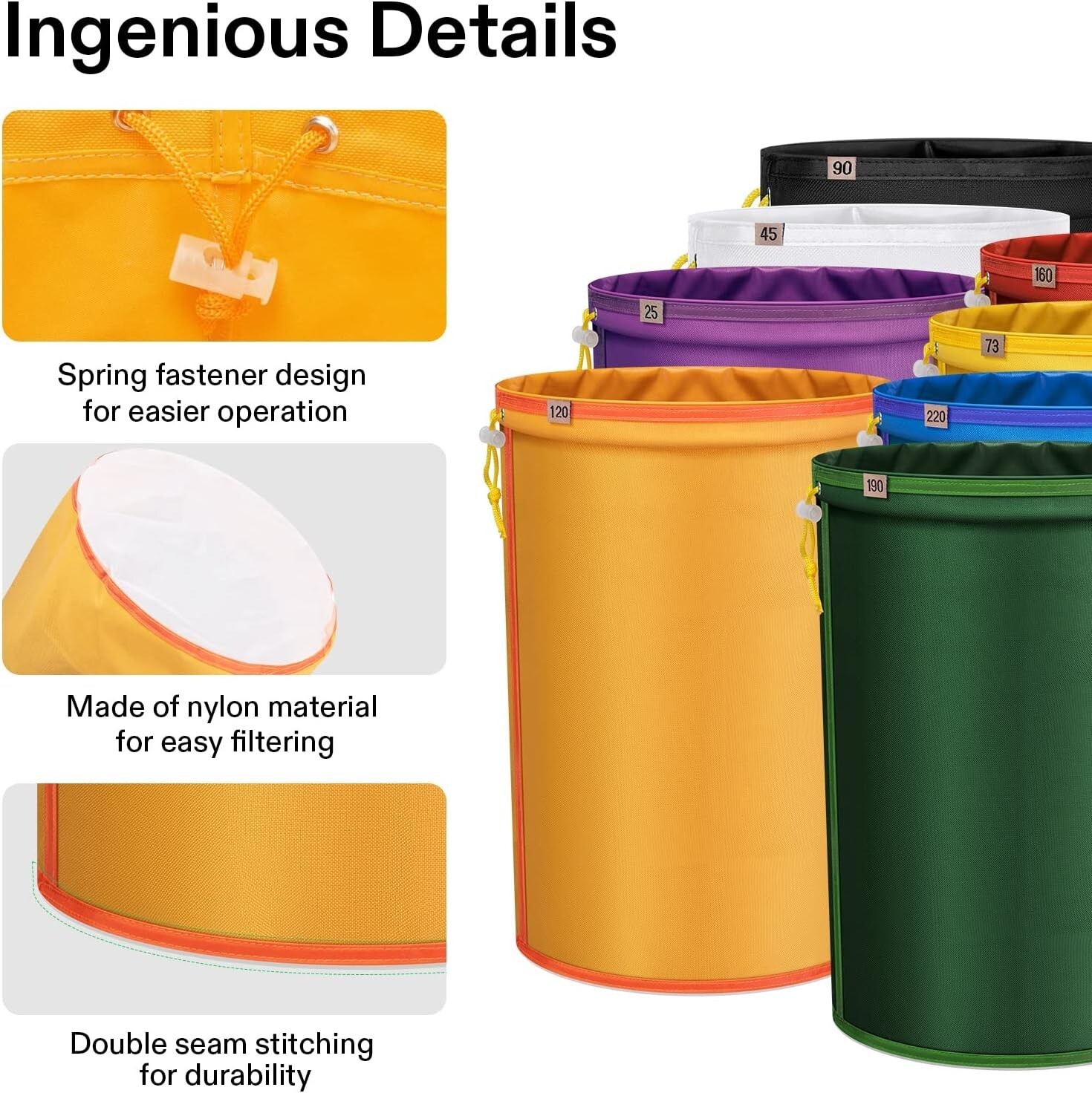 VIVOSUN 1Gal / 5Gal Bubble Bags Bubble Hash Bag kit for Herbal Extractor