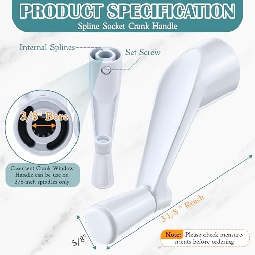Pack 3/8'' Spline Socket Crank Handle with Tee Handle Casement Operator, 4