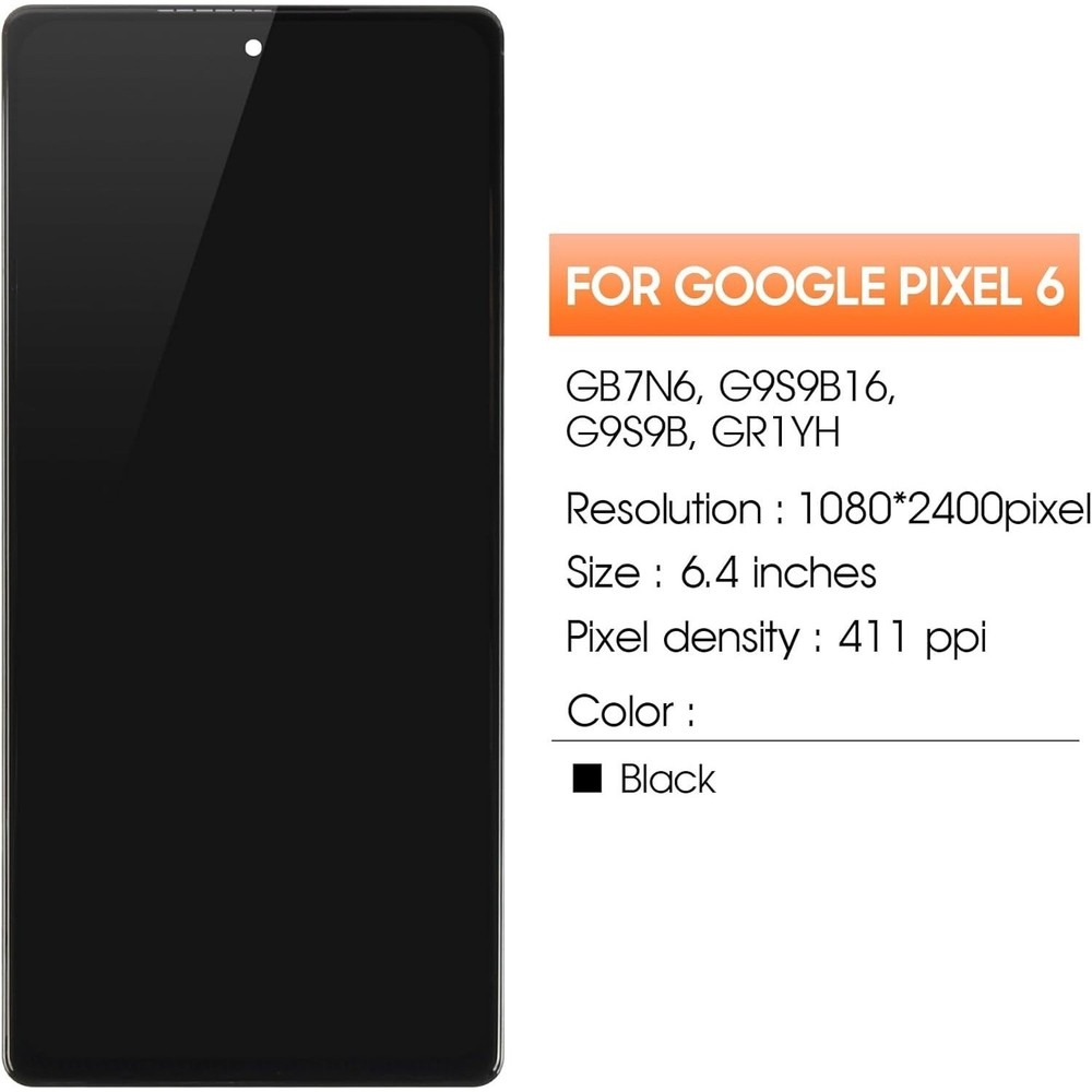 OLED For Google Pixel 6 LCD Touch Digitizer Screen Replacement GB7N6 With Frame