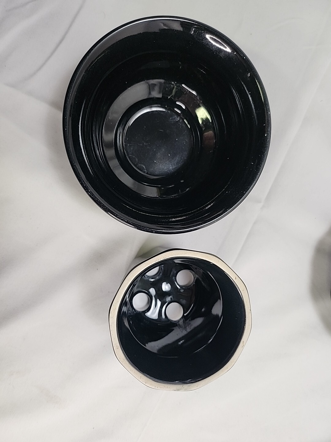 1980's Pfaltzgraff Swan Towel Holder Seashell Toothpaste Hand soap Bathroom Set