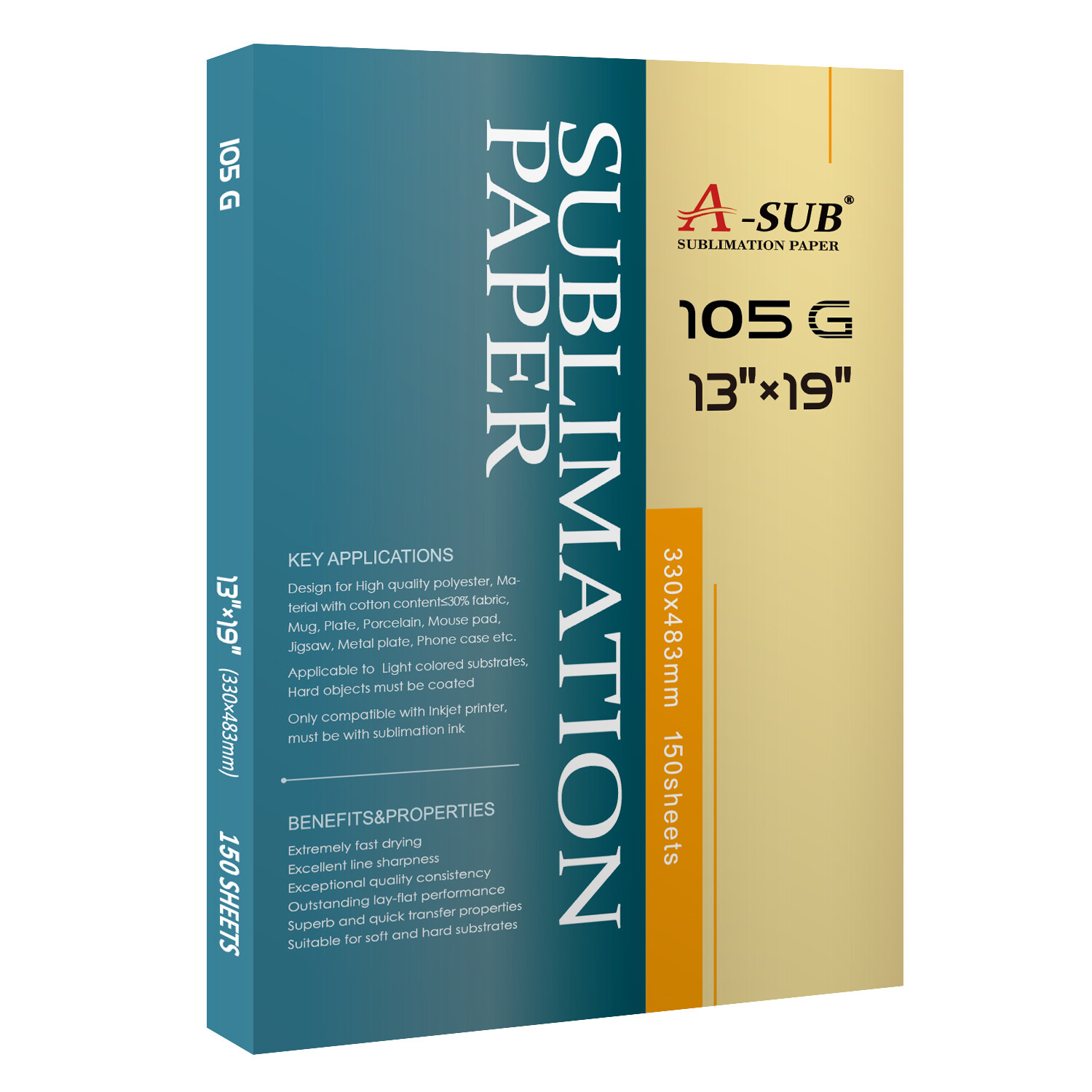 A-SUB Sublimation Paper 13x19 150 Sheets for Inkjet Sublimation Printers 105g