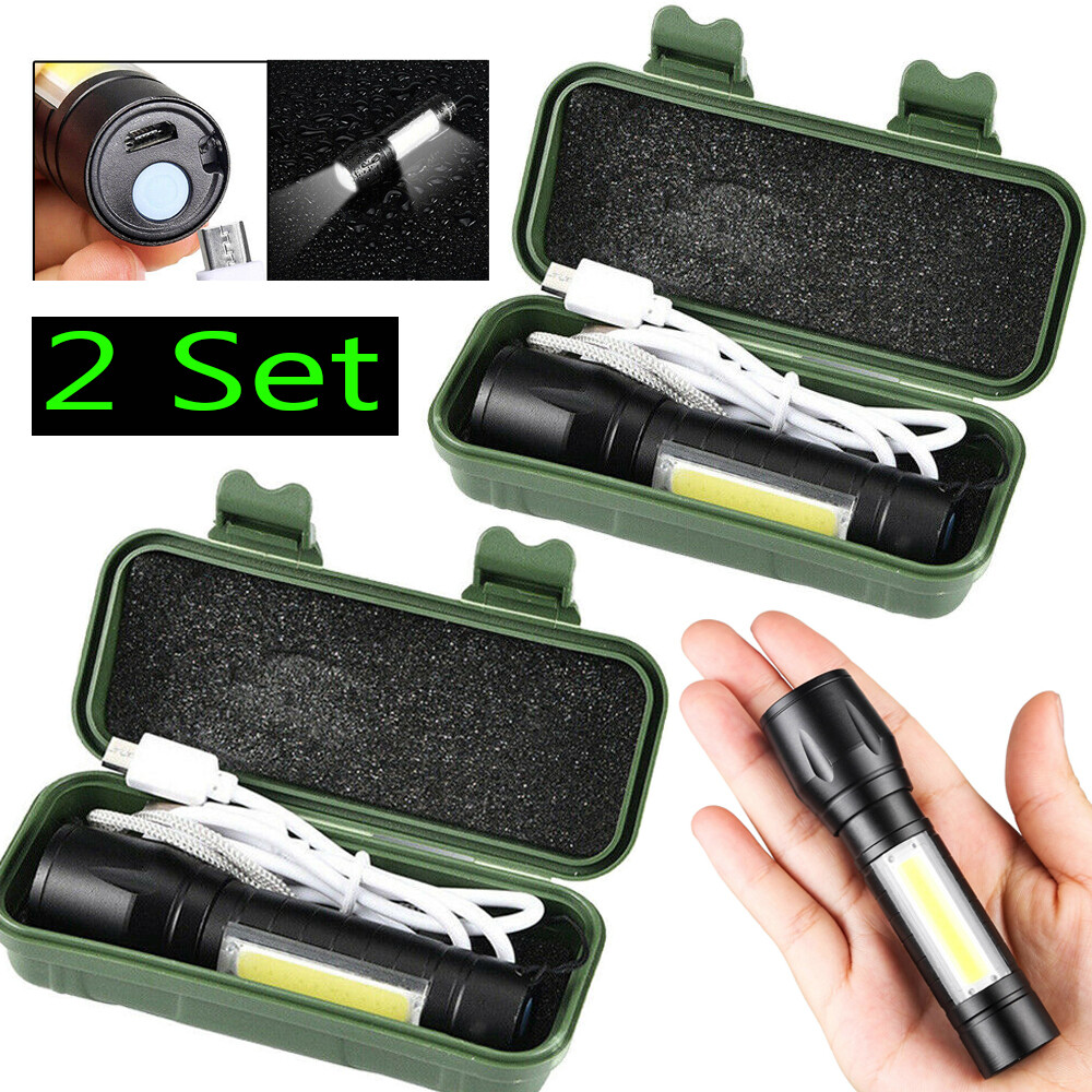 2x 950000000 Lumen Super Bright LED Tactical Flashlight Rechargeable Work Light
