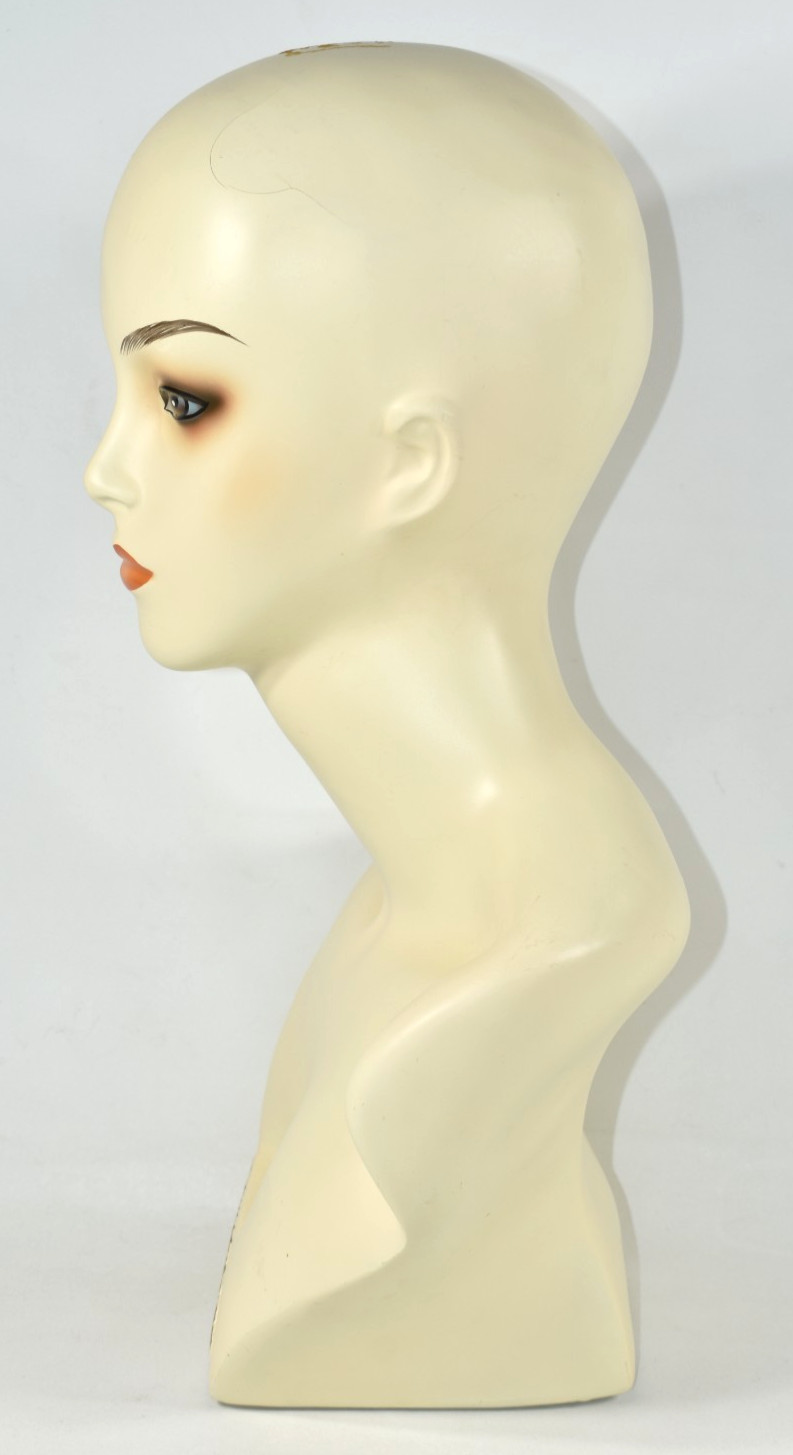 Vintage Mannequin Woman Wig Hat Display Head Bust Painted Makeup Beverly Johnson