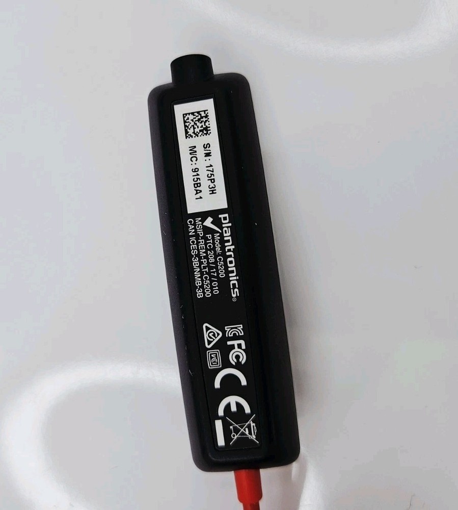 Plantronic Poly Blackwire 5200 C5200 Series Inline Assembly USB Control Cable