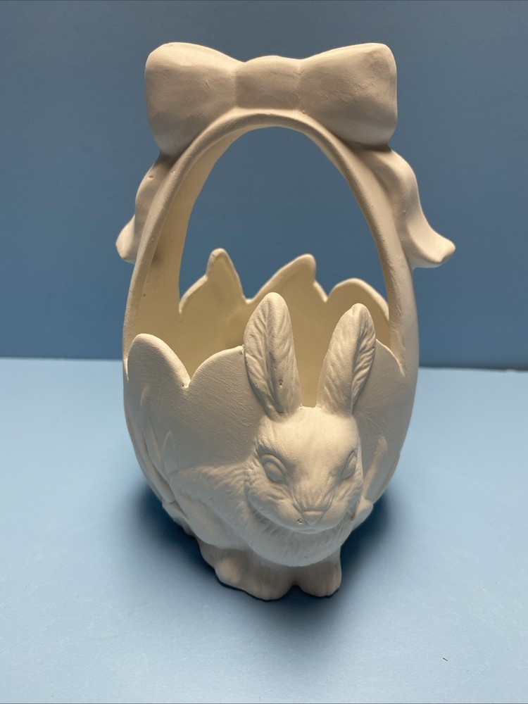 Ceramic Bisque Easter Bunny Basket Ready To Paint In Time For Easter