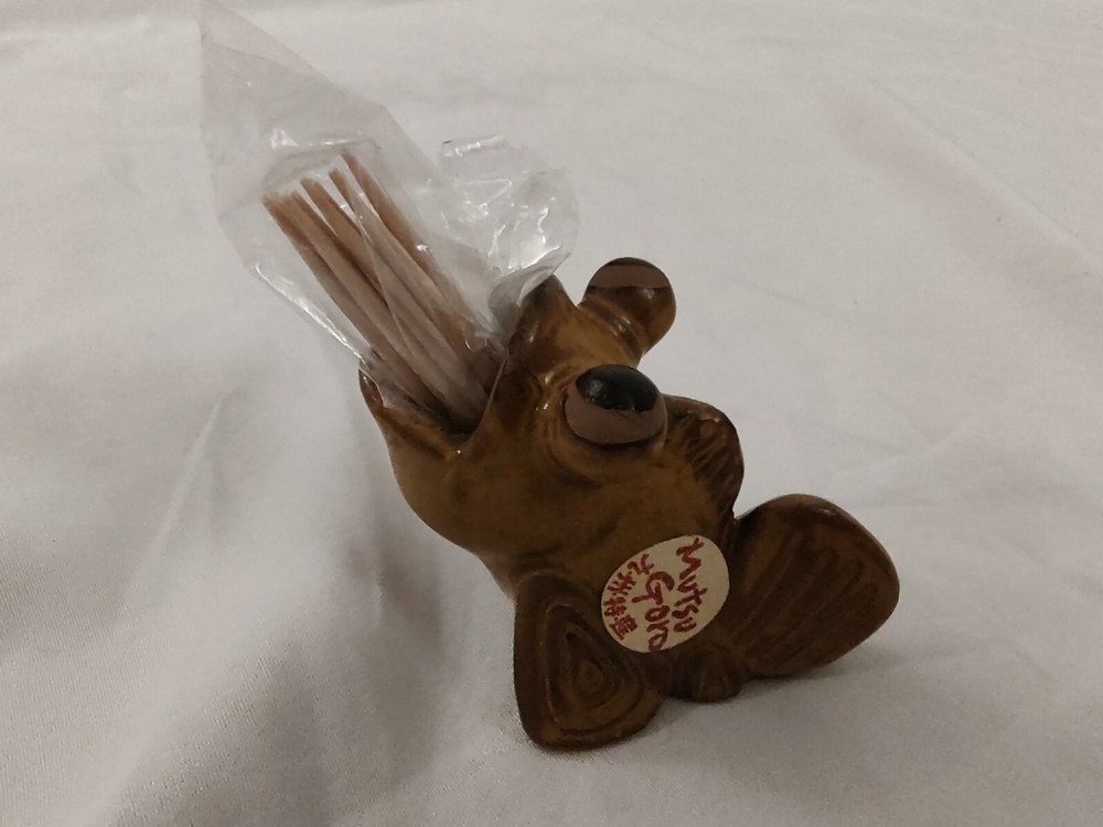 Weird! Ceramic Mudfish "Mutsu Goro" Toothpick Holder With Toothpicks 🐟