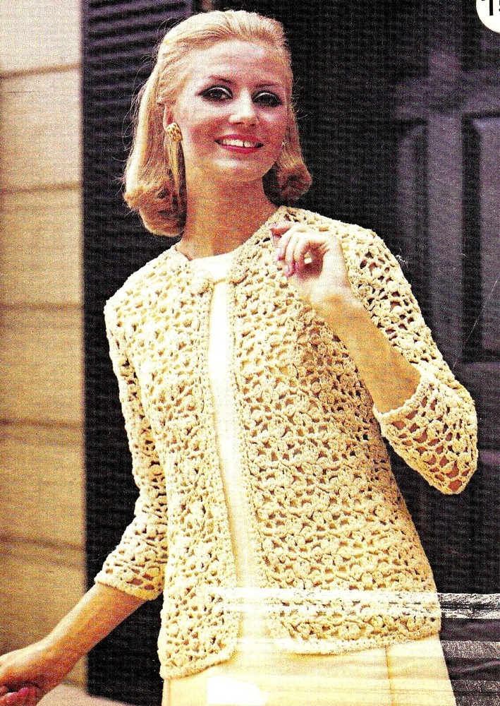 VINTAGE Lacy Jacket in Crochet/Crochet Pattern INSTRUCTIONS ONLY