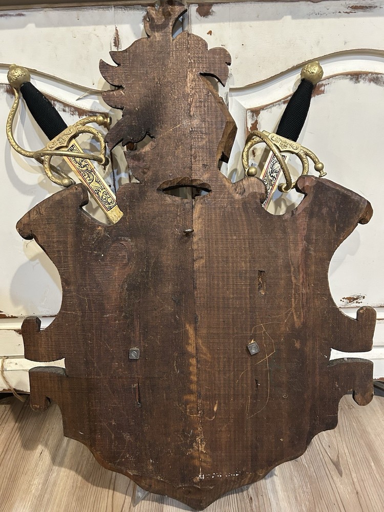 Vintage Solid Wood Armor & Sword Display.