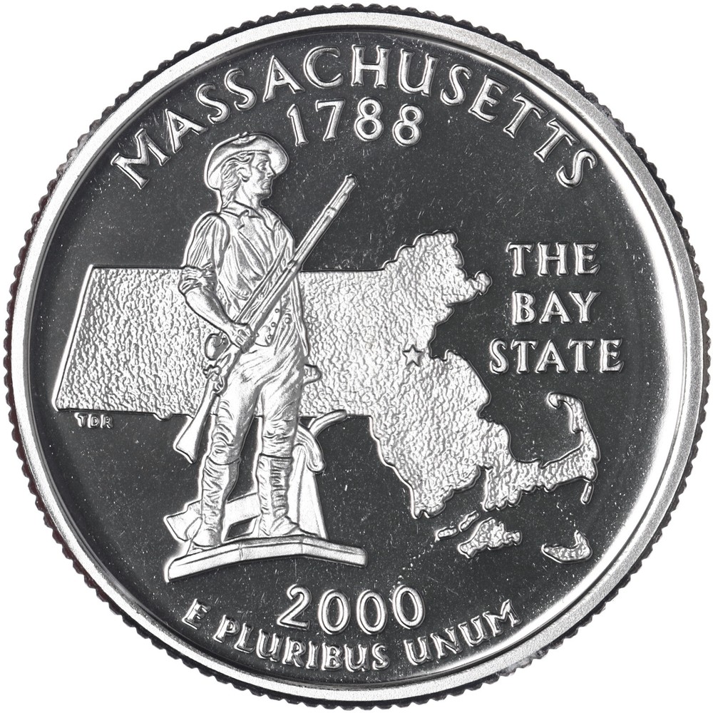 2000 S State Quarter Massachusetts Gem DCam Proof CN-Clad