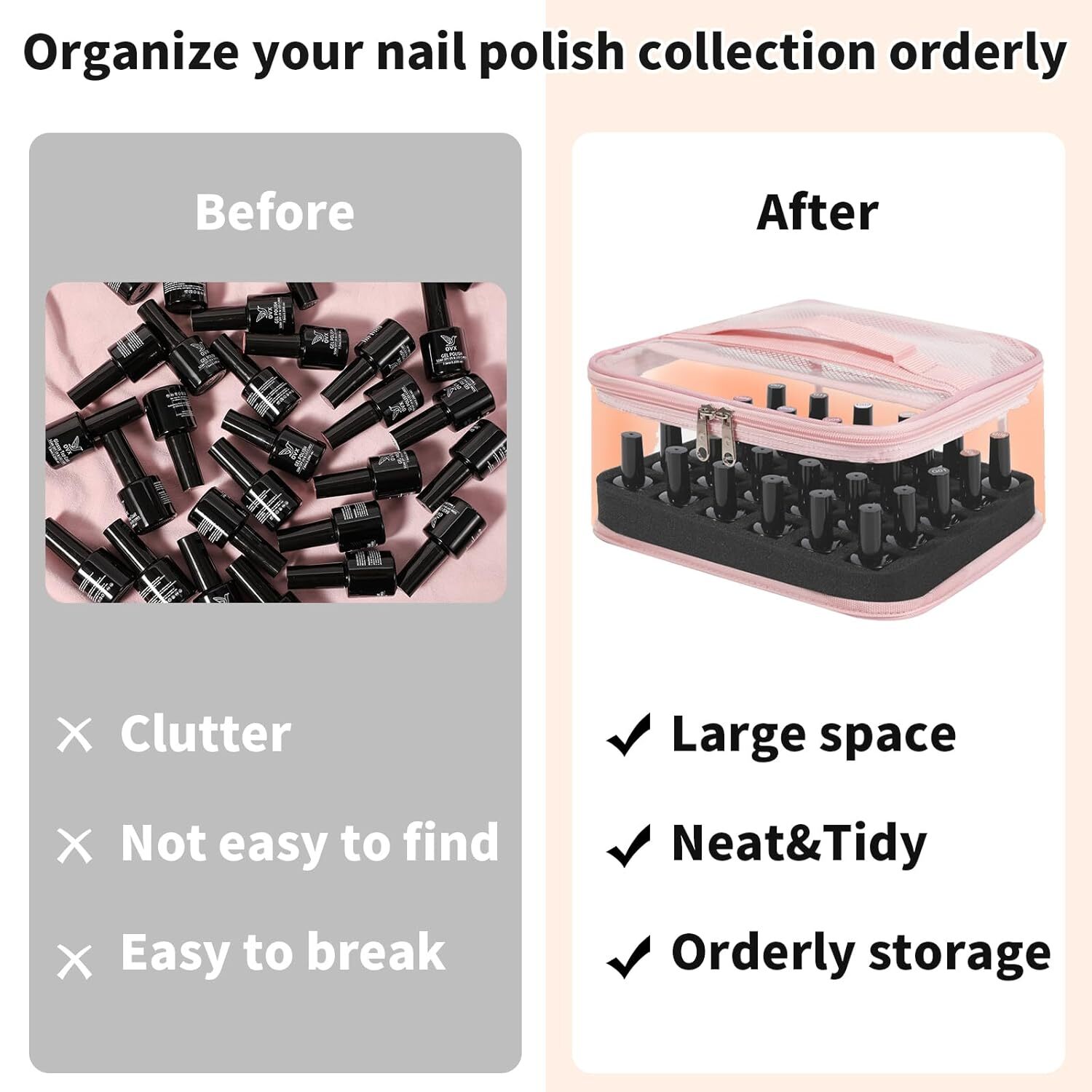 30 Bottle Nail Polish Organizer Case Clear PVC Storage Box