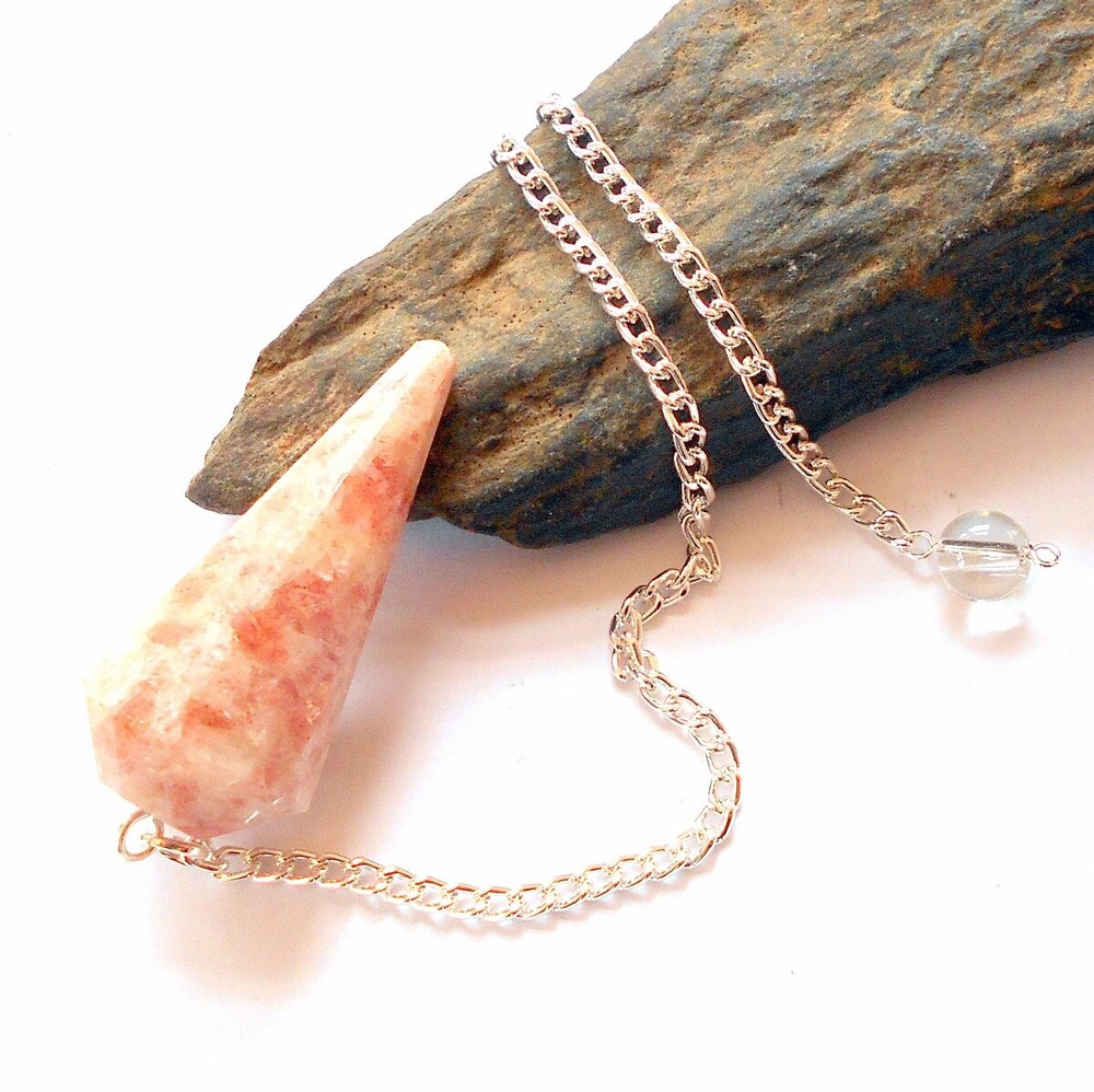 Sunstone Faceted Gemstone Pendulum for Divination and Dowsing