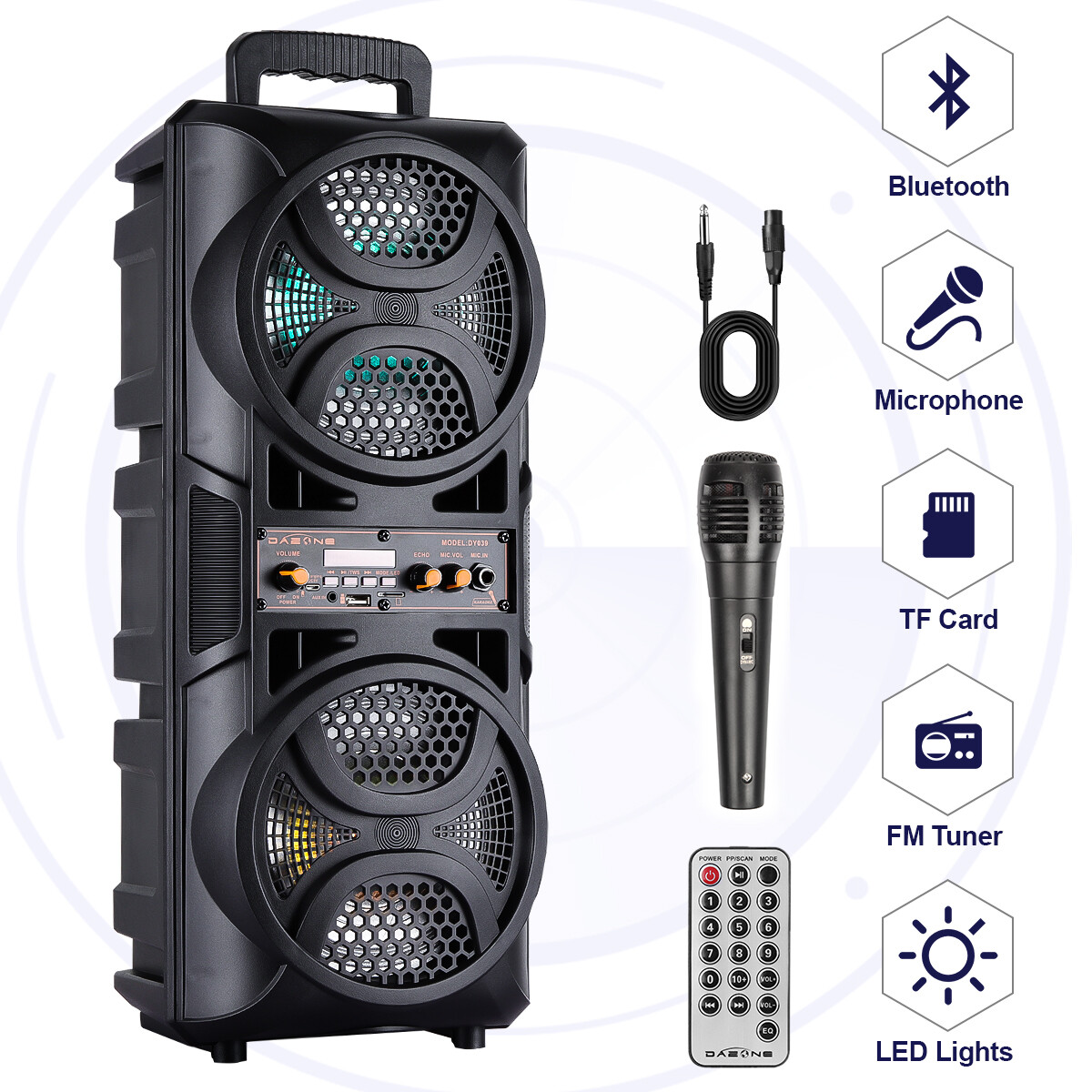 3000W Portable Bluetooth Speaker Sub woofer Heavy Bass Sound System Party+Remote