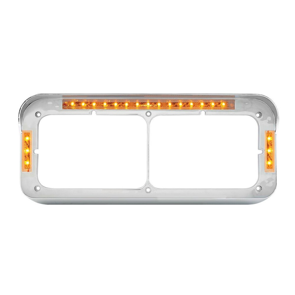Dual Rectangular Headlight Bezel/Trim w/Visor Clear Lens 21 LEDs GG#87596 Each