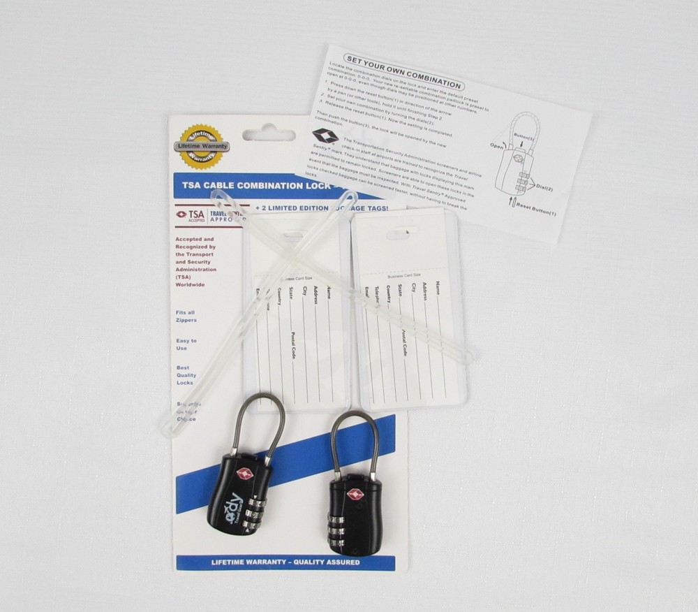 Ody TSA Approved Cable Luggage Locks Re-settable Combination New Missing Package