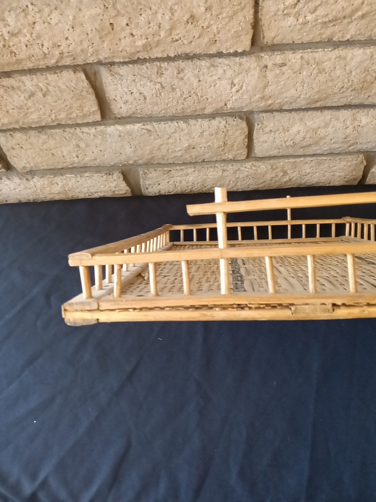 Bamboo Serving Tray Rectangular Sturdy Retro Tiki Barware MCM Boho