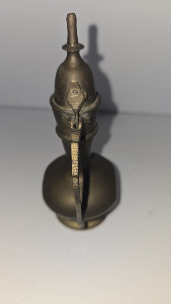 Vintage Hand-Etched Solid Brass Lidded Middle Eastern Ewer Lamp