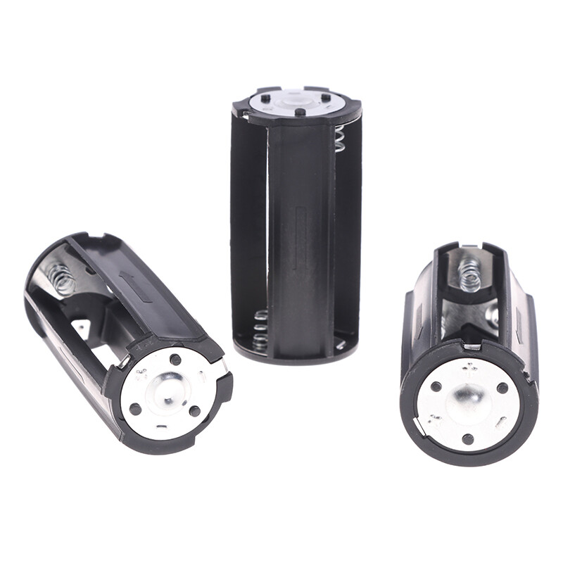 2x 3-AA to D-cell Battery Holder Cylindrical Case For Flashlight Round Circular