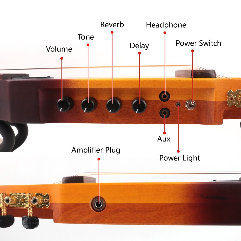 electric classical guitar silent nylon string headless built in effect portable