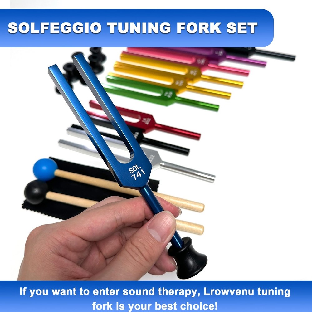 Solfeggio Tuning Forks Set, 10 pcs Solfeggio 10 set Multicolourï¼ˆ(Upgraded)ï¼‰