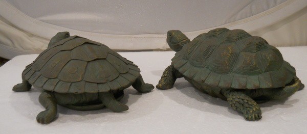 Antique Bronze Effect Tortoise figures pair