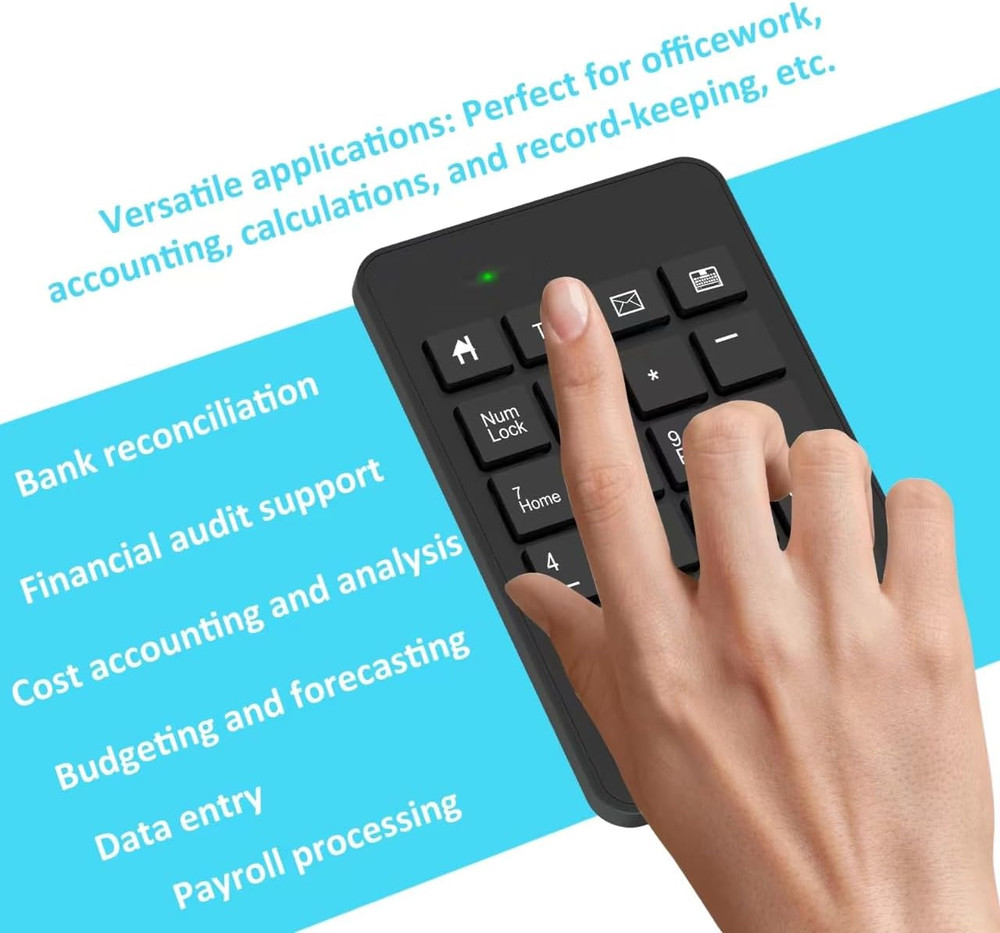 Wireless Number Pad with Battery, Enhanced Efficiency with 23 Keys Numeric Keypa