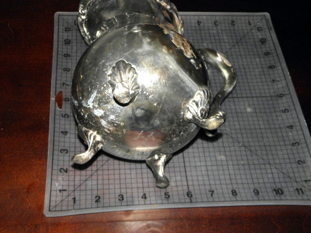 F.B. ROGERS GEORGETOWN PATTERN FOOTED WATER PITCHER SILVERPLATE over COPPER