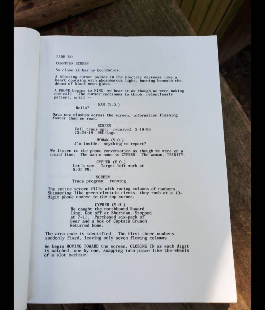 The Matrix Movie Script Larry & Andy Wachowski