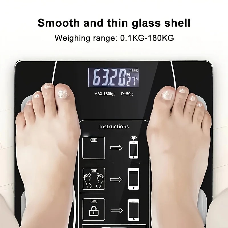 Digital Body Weight Scale Backlit Display High Precision Bluetooth Bathroom Scal