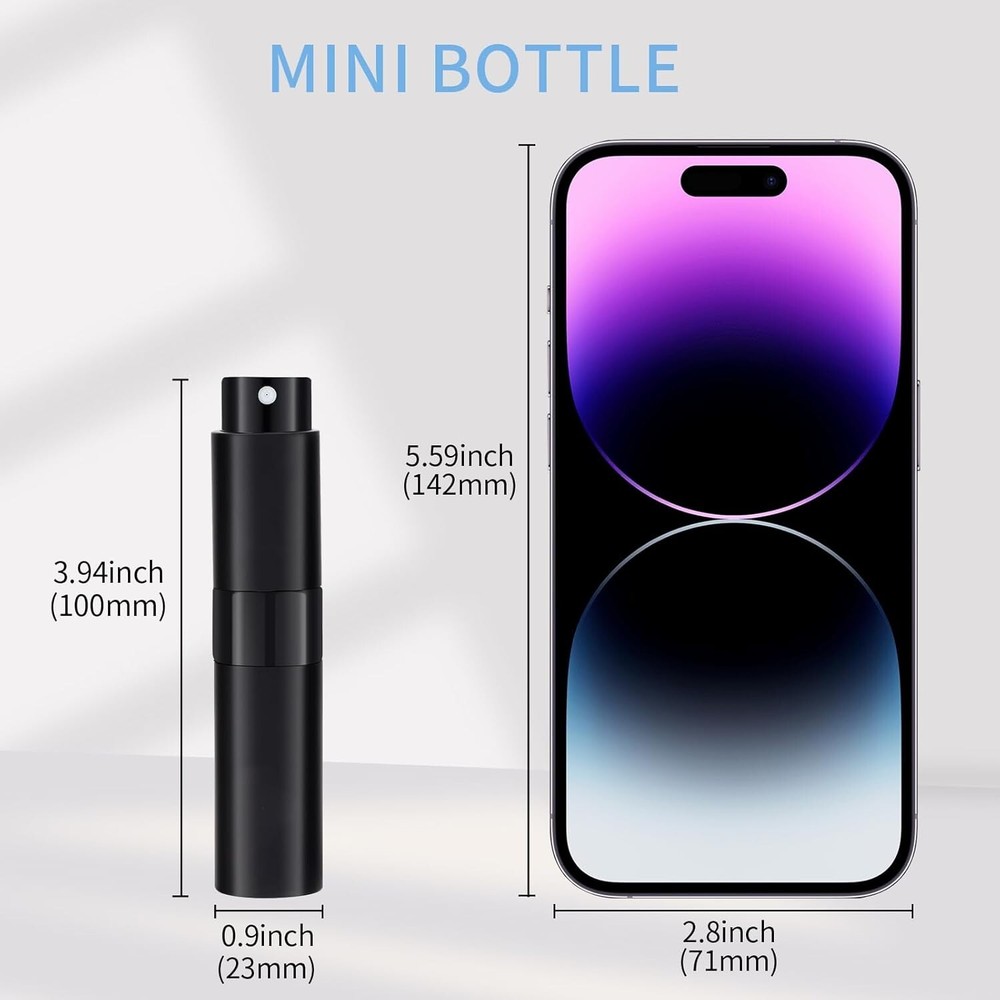 2 or 3Pcs 8ml Cologne Travel Bottle, Perfume Atomizer, Refillable black