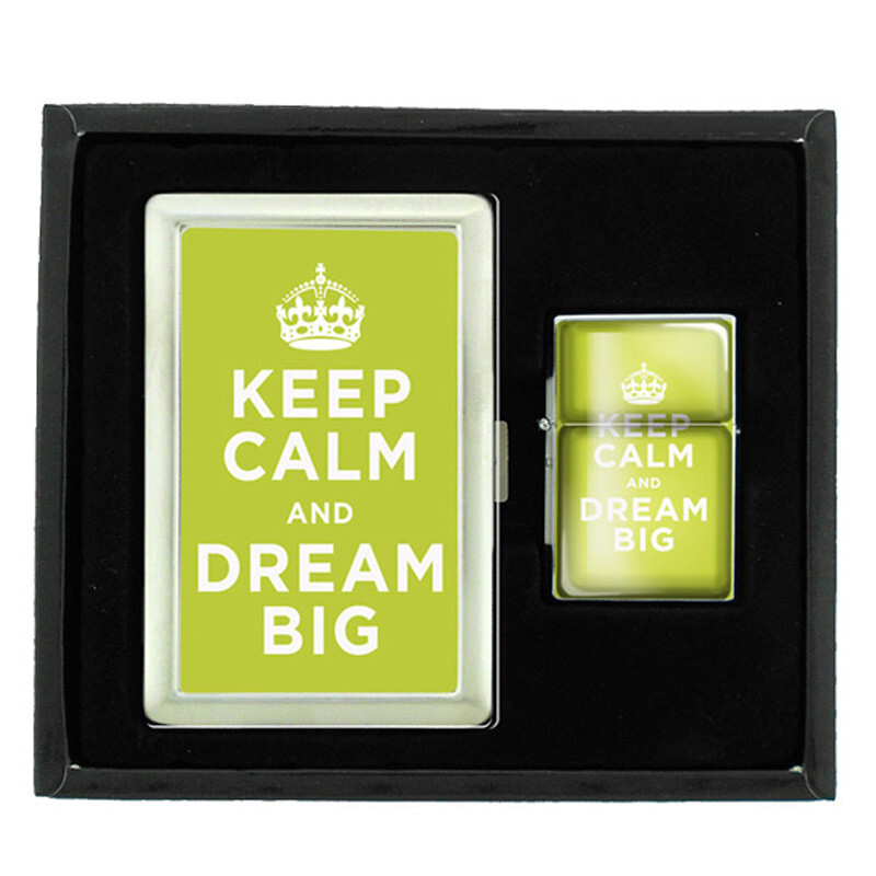 KEEP CALM D1 CIGARETTE CASE / WALLET & LIGHTER GIFT SET