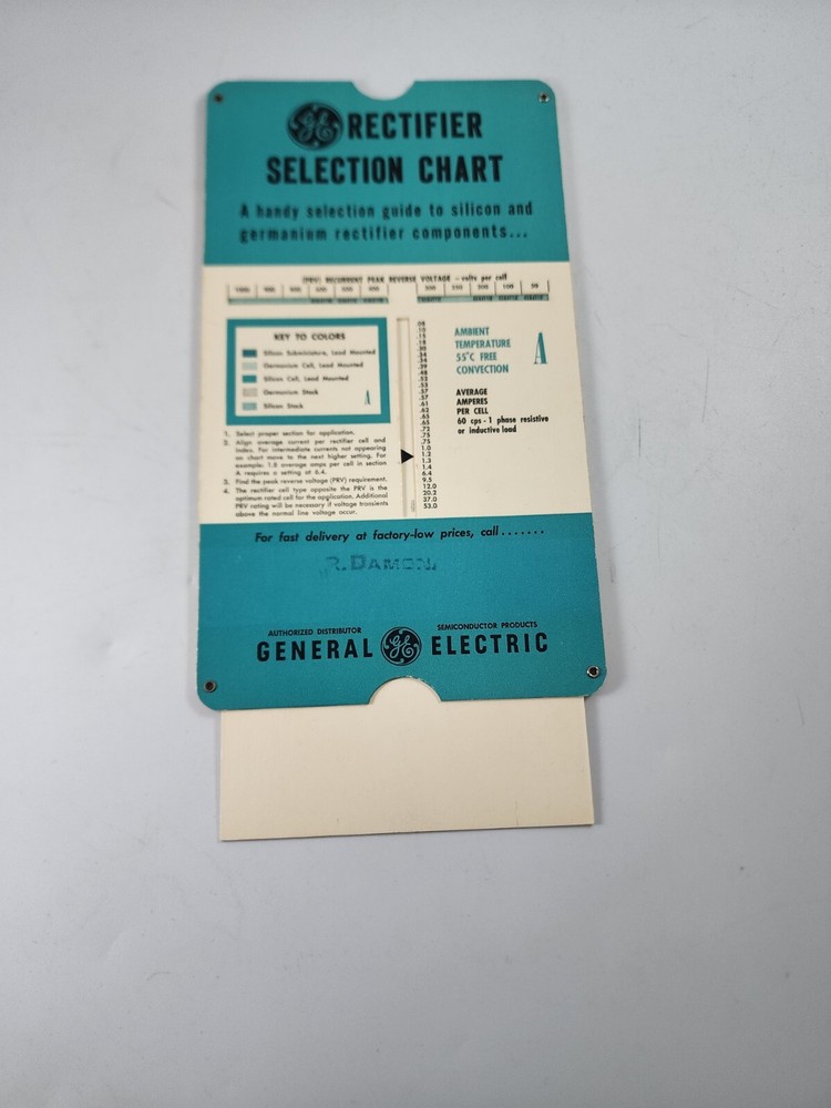 1960s General Electric GE Rectifier Selection Slide Chart