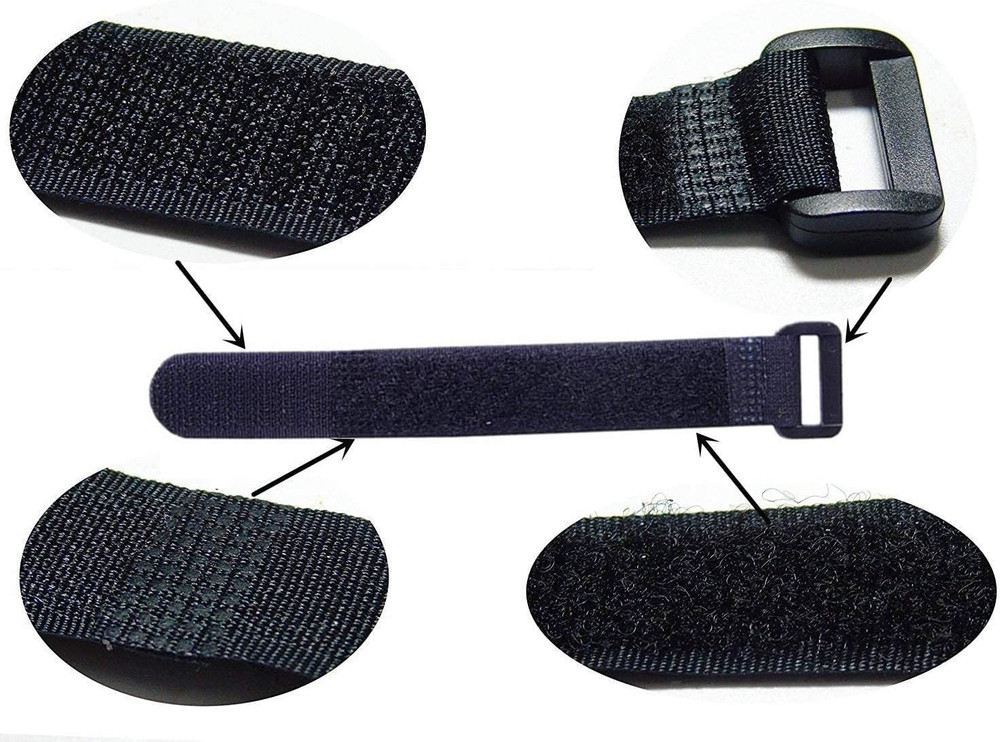 25Pcs Black Reusable Fastening Cable Straps, Hook and Loop Cable Tie down Straps
