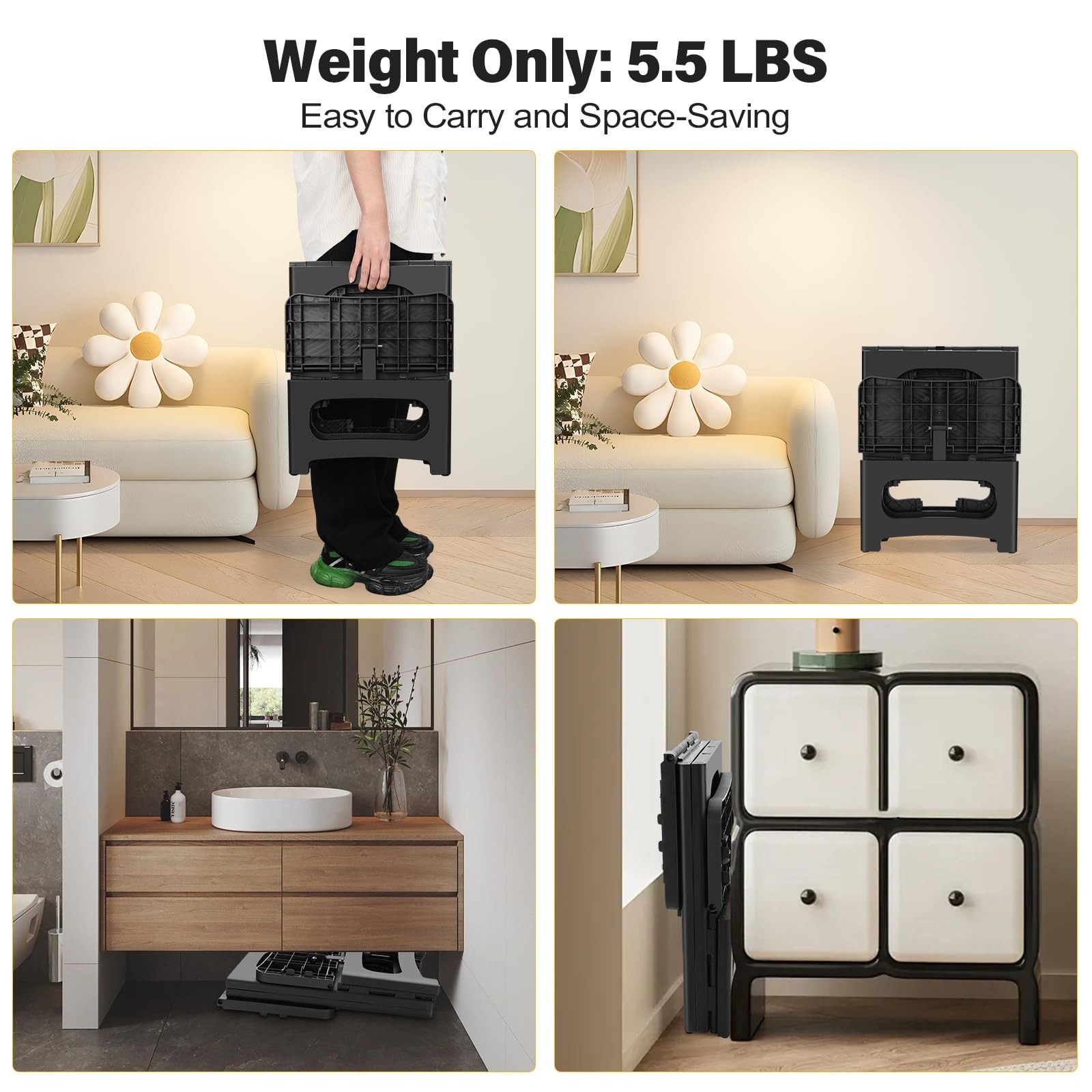 Folding 2-Step Stool Non-Slip Collapsible Portable Footstool Hold up to 300 lbs