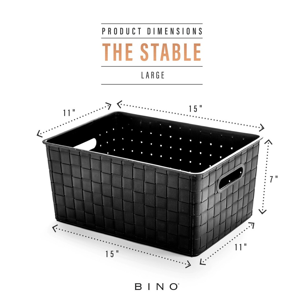 BINO Plastic Storage Baskets Large Black Stable Collection Multi-Use Organizer