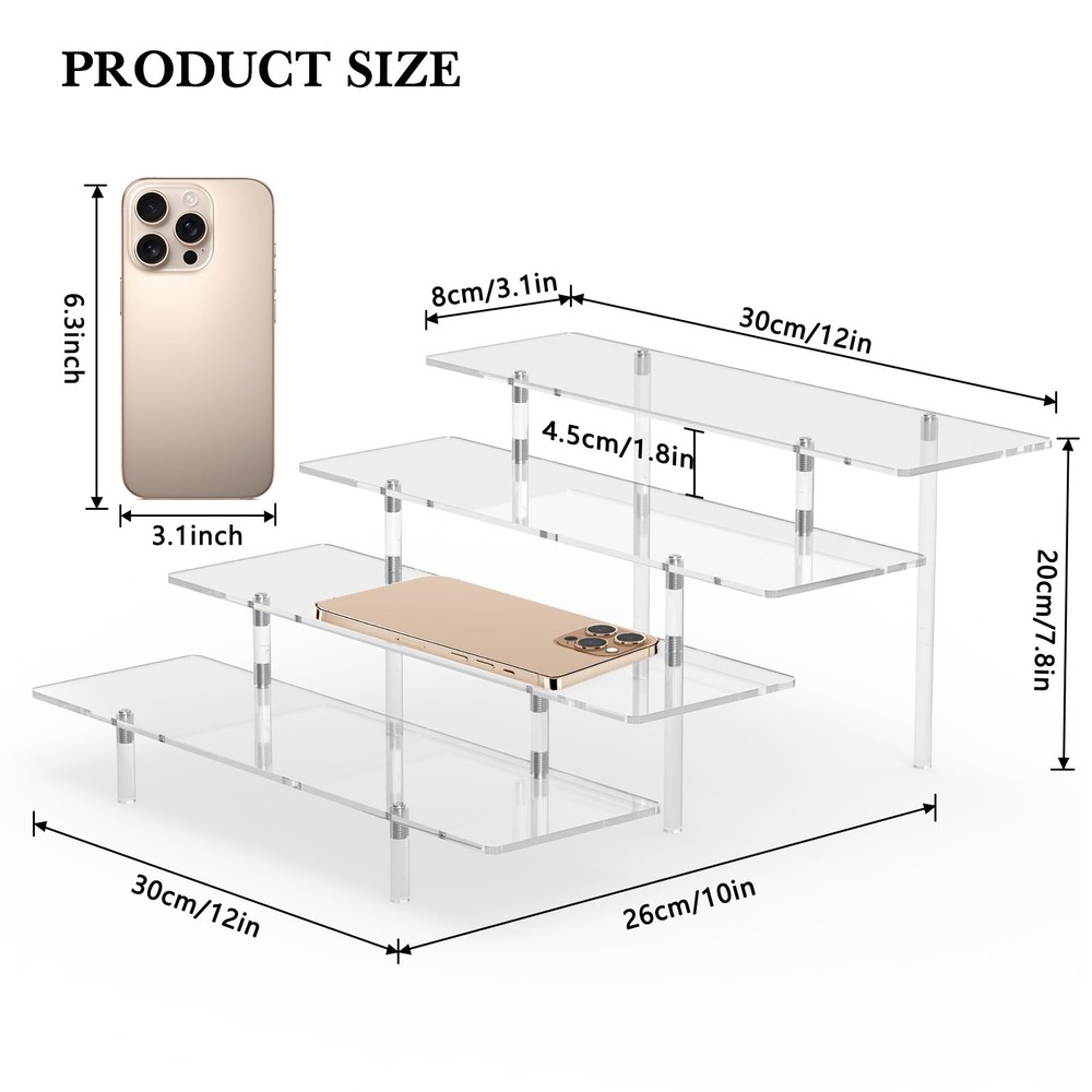 Acrylic Display Riser Stand Shelf Clear 4 Tier Cupcake Stand Perfume Display