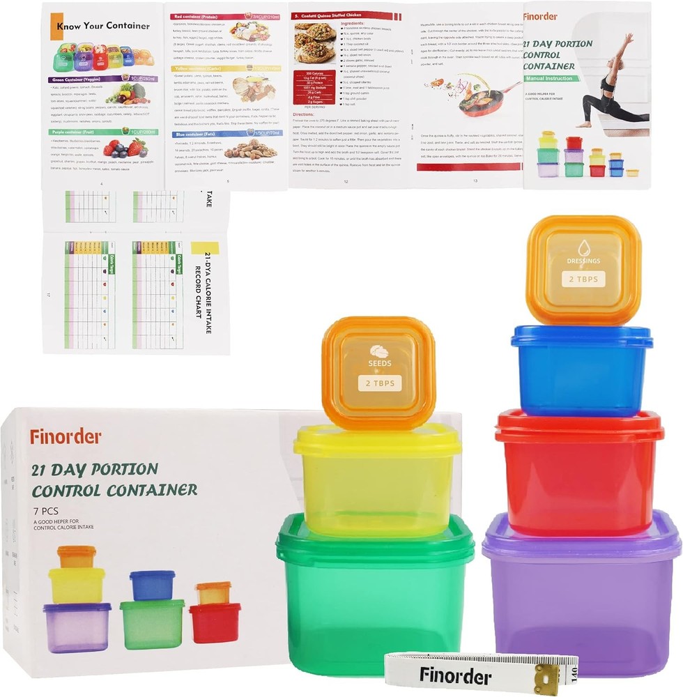 Finorder 21 Day Portion Control Container Kit (7-Piece) with 7-pieces