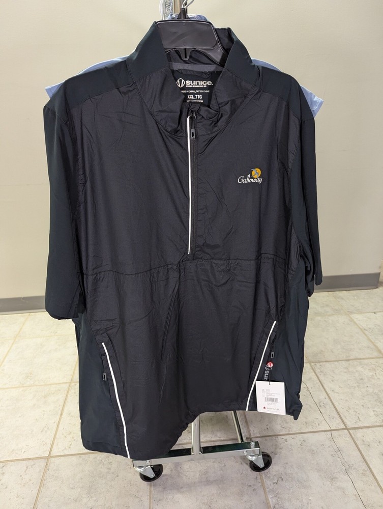 NWT MEN'S SUNICE GEORGE PACKABLE SS PULLOVER, SIZE: 2XL, COLOR: BLACK (M16)