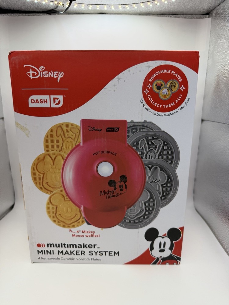 Disney Dash Multimaker Mini Waffle Maker Mickey & Friends 4 Plates NEW