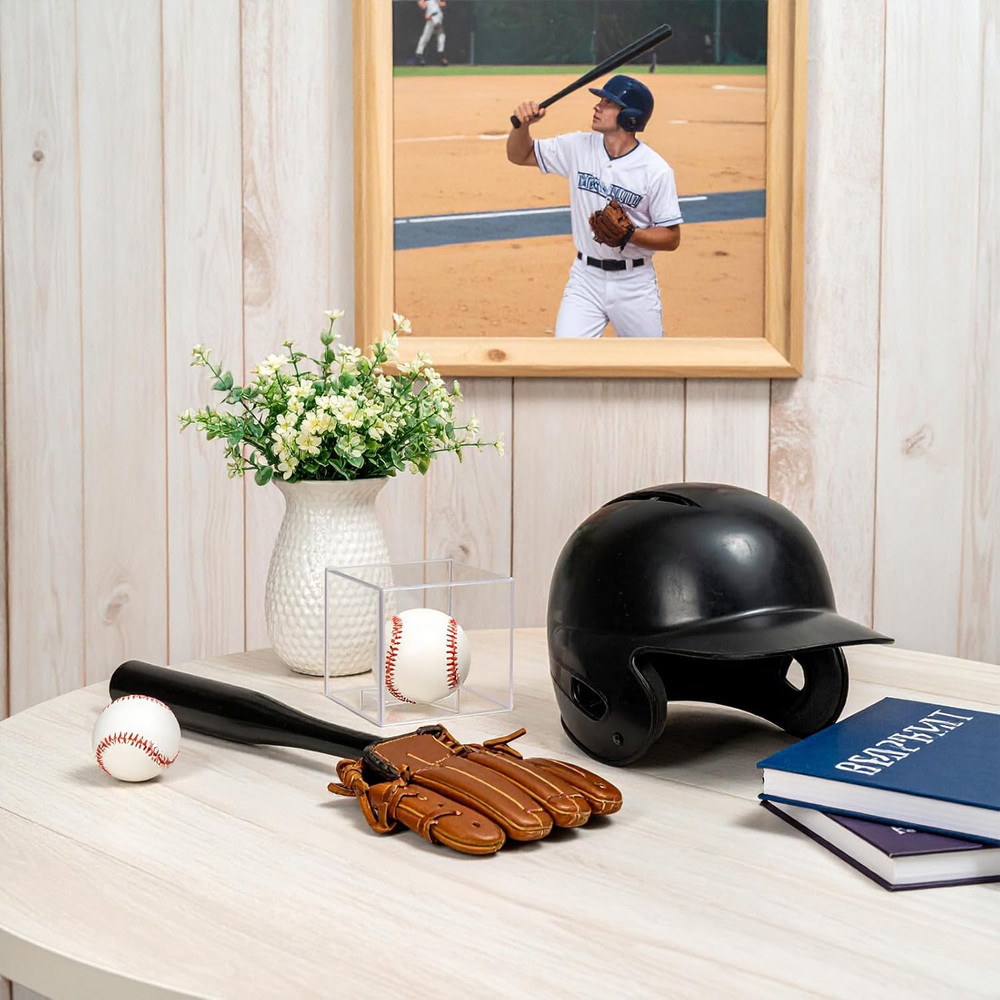16 Pack UV Protected Acrylic Boxes for Display,Clear Display Case Baseball Cube