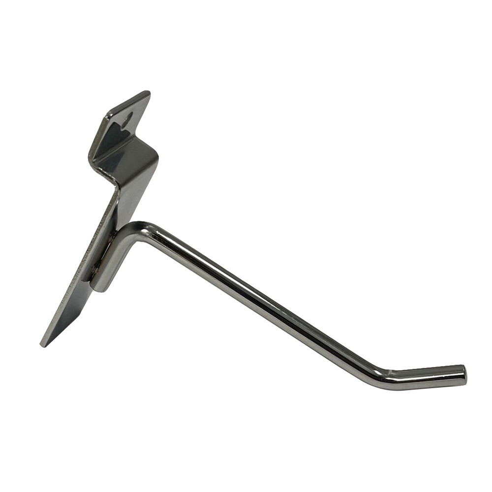 4" Slatwall Hook Panel Display Hooks, 1/4" Thickness Metal, Chrome - PACK 12
