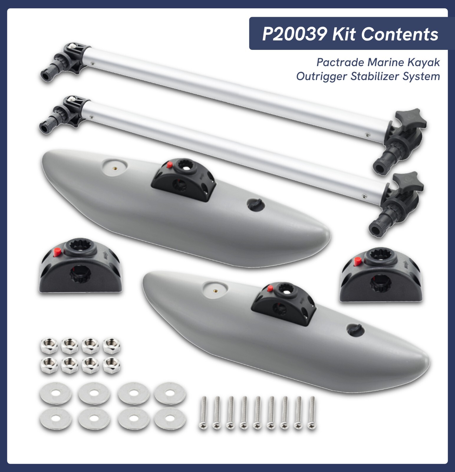 Pactrade Marine Kayak Outriggers/Stabilizers System for Fishing, Paddling & More