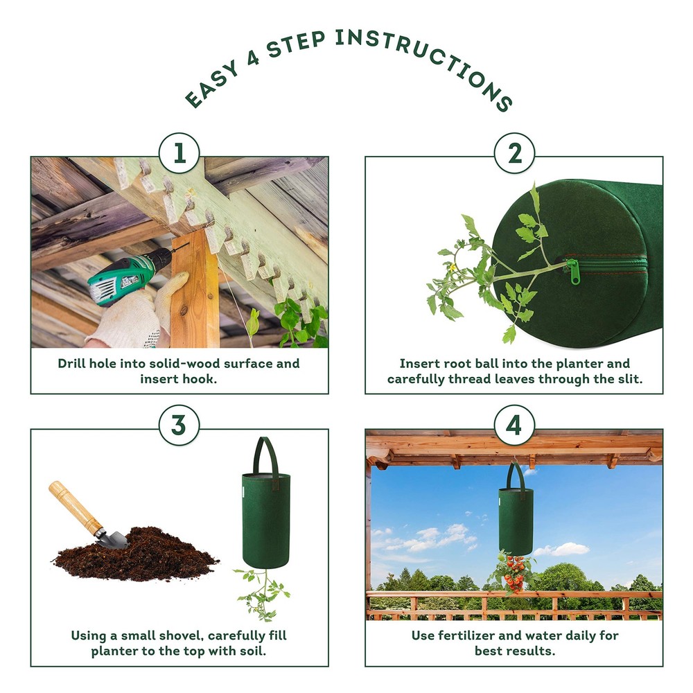 2-Pack Upside Down Tomato Planter Hanging Vegetable Garden Growing System